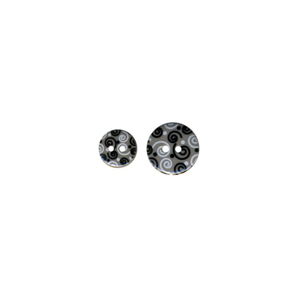 Kunststoffknopf 2-löchrig Ø 1,8 cm Schwarz/Weiß/Grau